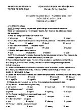 Đề kiểm tra học kỳ II môn Tiếng Anh Lớp 8 - Năm học 2016-2017 - Trường THCS Thị Trấn